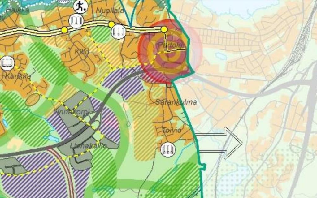 Kuvassa Partola ja Uusi Toivio strategisessa yleiskaavassa.